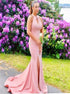 Mermaid Scoop Satin Prom Dress with Slit LBQ4042